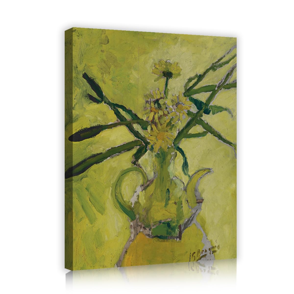 TOANGWALL Georges Braque Vase with Flowers Canvas Wall Art Kitchen Fauvism Yellow Floral Bouquet Picture Framed Poster for Study House Decor 85x100cm