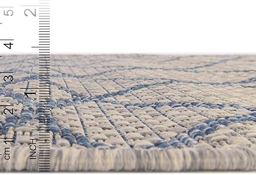 Miniatura 4 de Unique Loom Outdoor Trellis Collection - Alfombra rectangular de 5 pies 3 pulgadas x 8 pies, gris y azul