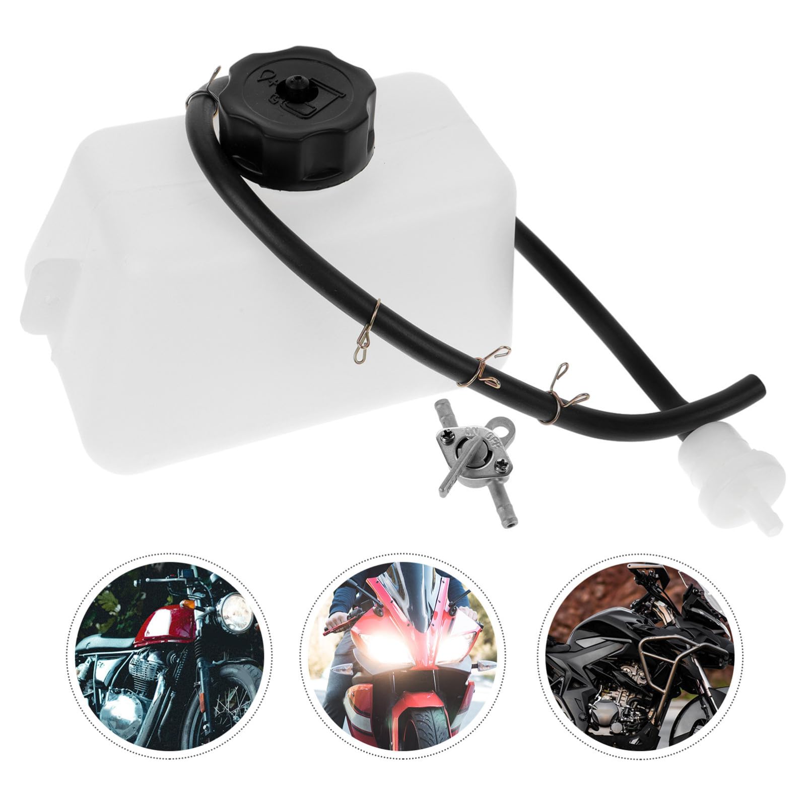 Serbatoio Carburante per Mini Moto 47cc e 49cc, Valvola e Tubo Flessibile, Accessori per Motocross e , Confezione Tripla