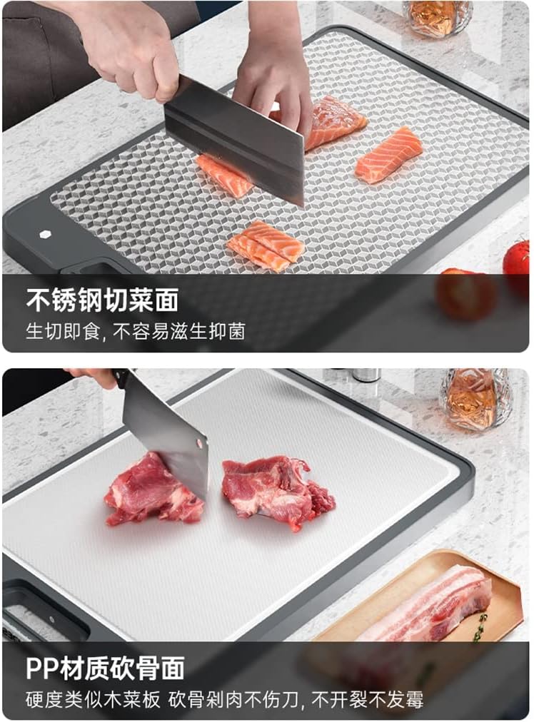 Cutting Board Stainless Steel Household Kitchen Thickened Double-Sided Usable Cutting Board(40 * 27cm)