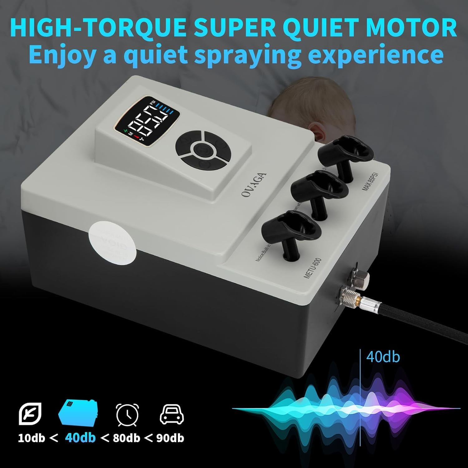 Kit de Sistema de Aerógrafo Profesional Ultra Silencioso de 85 PSI, Juego de Aerógrafo Multifunción de Doble Acción con Compresor para Pintura, Decoración de Pasteles, Maquillaje, Arte