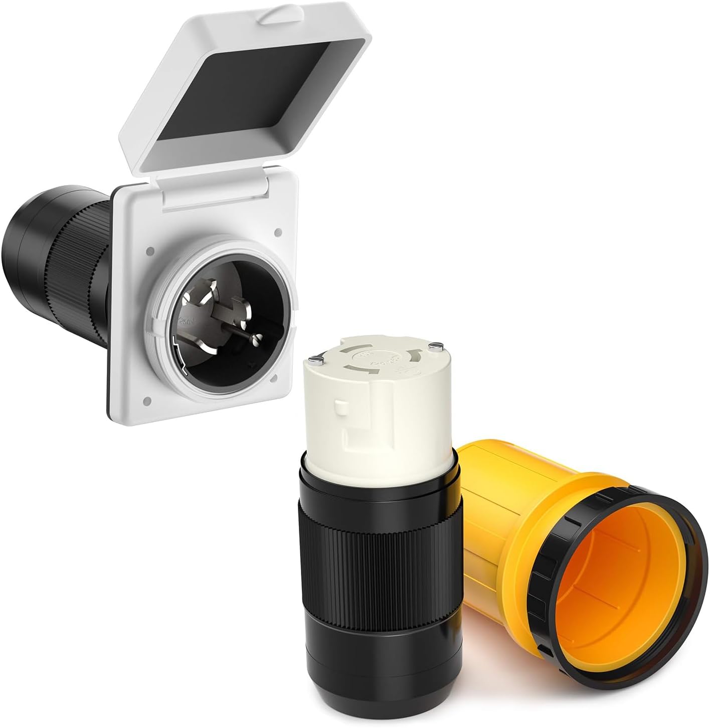 50AMP RV Power Cord Cover Twist Lock + 50AMP RV Power Plug Inlet