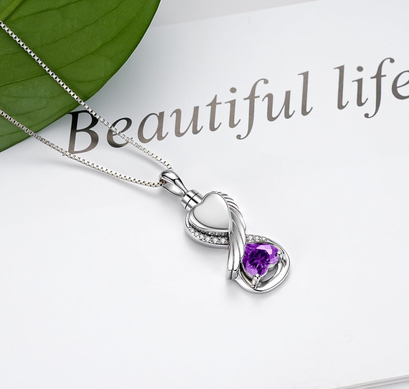 Sterling Silver Infinity Urn Necklace for Ashes for Women - 925 Wing Cremation Necklace Jewelry that Hold Ashes of Human or Pet - Memorial Keepsakes Heart Pendant Gift Jewelry - Image 5