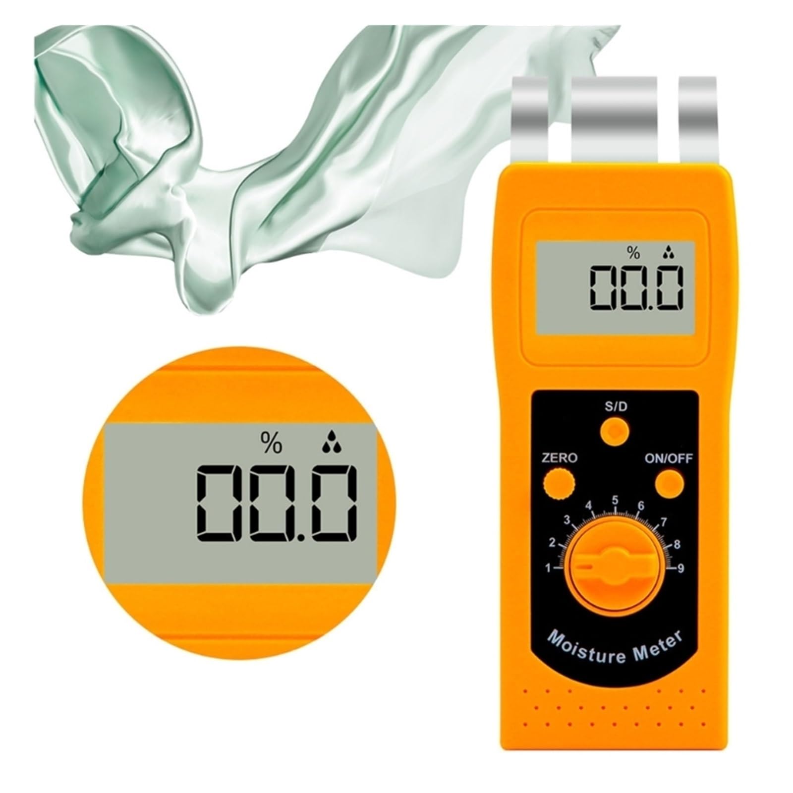 Humidimètre numérique Analyseur numérique de compteur d'appareil de contrôle d'humidité d'affichage à cristaux liquides for la laine de fil de vêtements de coton de Textile