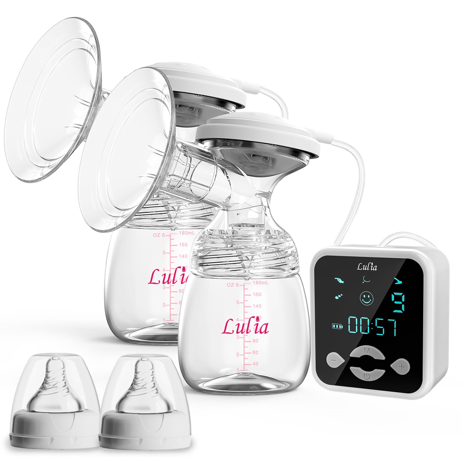 Lulia Tiralatte Elettrico Doppio, Ricaricabile Tiralatte con 4 modalità e 9 livelli Ultraleise BPA-frei,Tiralatte Elettricom per viaggi e casa Protezione contro il riflusso