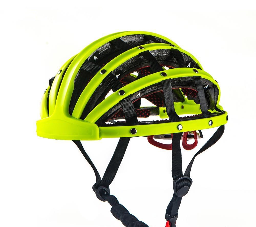 GZZ Casco Plegable para Bicicleta de Carretera Casco Portátil para Ciudad Portátil Casco de Seguridad para Hombres Y Mujeres,Verde,56-62cm