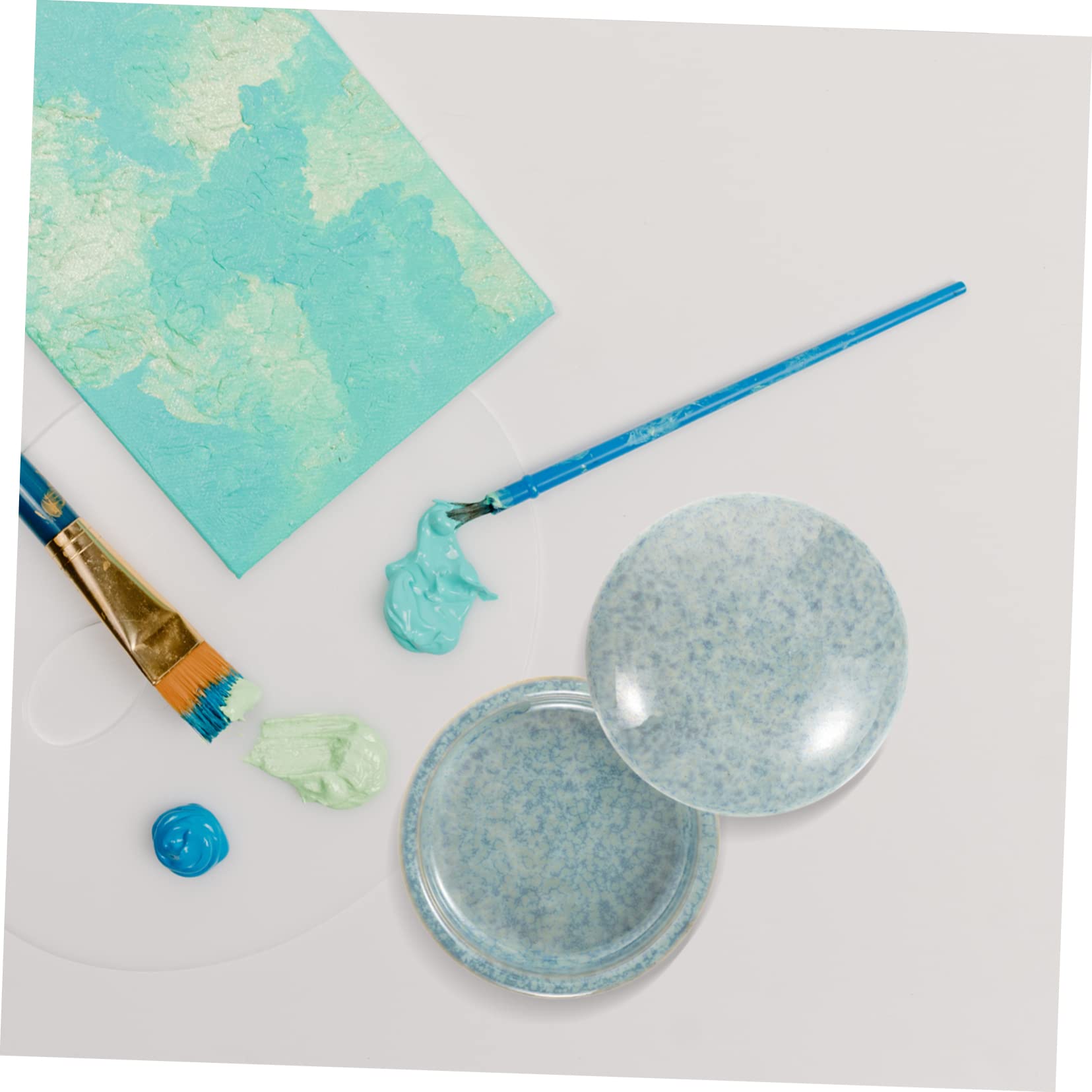 Anneome Keramik 5-lagige Farbmischschalen Satz für Aquarellmalerei mit Praktischem Deckel und Stapelbarer Struktur für Erwachsene Selbstgemacht Malutensilien