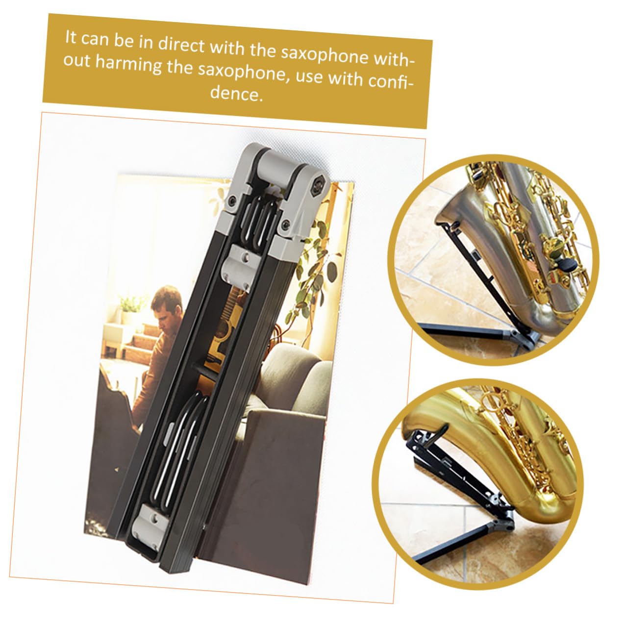 Klappbarer Metall Saxophonständer Tragbarer Robuster Saxophonhalter für Zuhause für Altsaxophon Faltbar ohne Montage Platzsparend und Leicht zu Transportieren