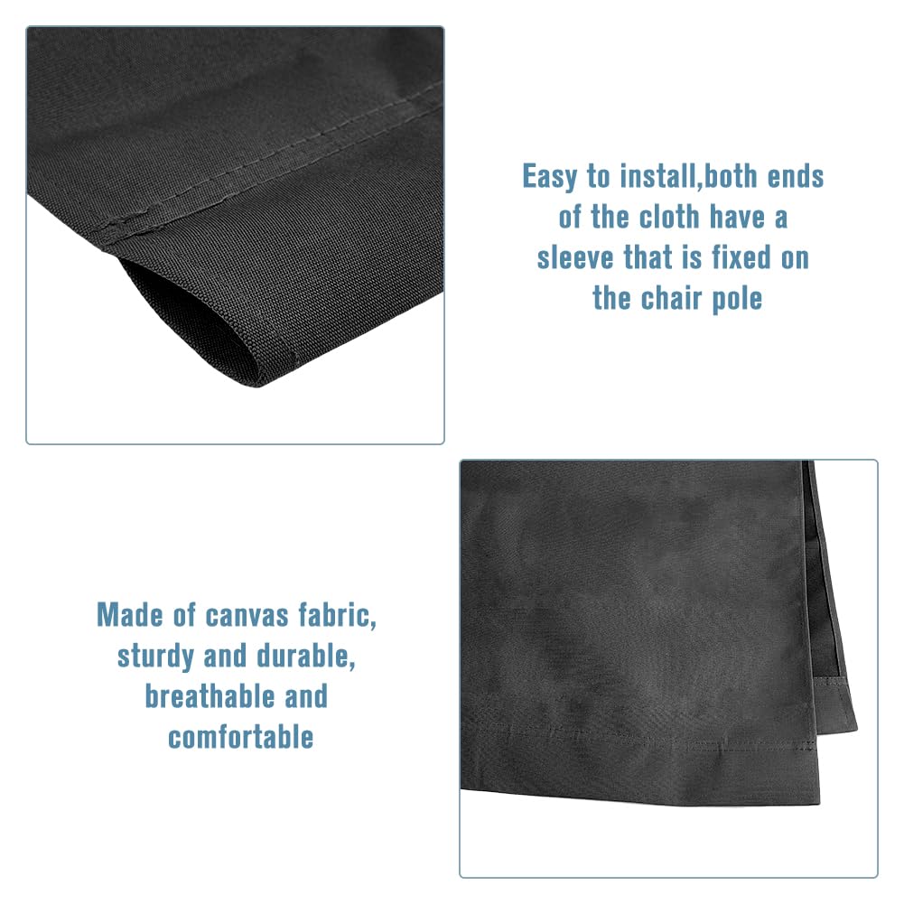 Hobbspring Beach Chair Replacement Fabrics 115x43cm Sling Chair Replacement Canvas Black Patio Sling Chairs Cloth Outdoor Folding Chairs Fabric for Home Beach Garden Courtyard - Image 4