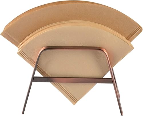 Miniatura 5 de CAFEMASY Soporte de papel de filtro de café de cobre retro para el hogar, cocina, cafetería, bar, cono de café, filtros de almacenamiento