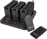 Retekess Sistema De Pager Para Restaurantes Td157P, Campainhas Filas Espera, Conjunto Pagers Bolso Hóspedes Com Vibração, Pisca-Pisca E Campainha, 24 Bipes Praça Alimentação