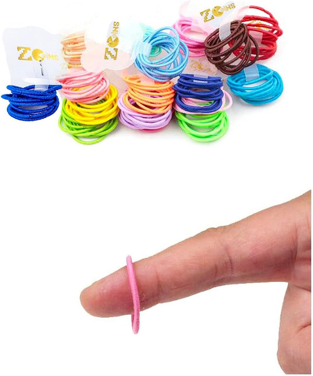 100 Pcs Mini Elastic Hair Bands for Baby Girls and Toddlers, 2mm No Crease Bobbles, 1 Inch (2.5cm) Small Loops, 10 Mixed Colours Hair Accessories