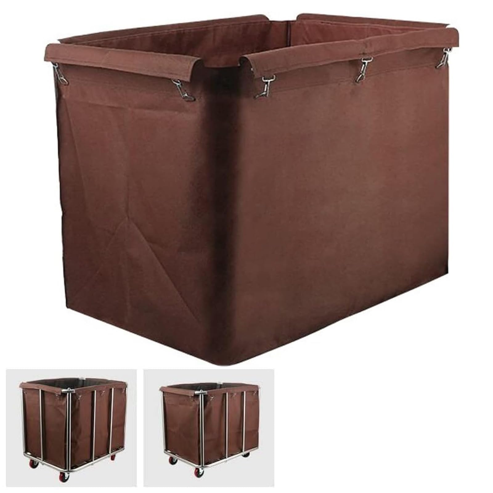 Laundry Cart Replacement Bag, Commercial Removable Waterproof Oxford Liner Bag, Replacement Liner Bag for Rectangular, for 400L Basket Trolley(Brown)
