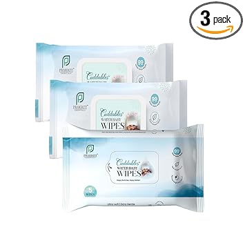 Cuddables 99% Water Baby Wipes (Travel Pack) | Natural Plant made cloth wipes - Super thick | 5 pcs Wet Baby Wipes (Pack of 3)