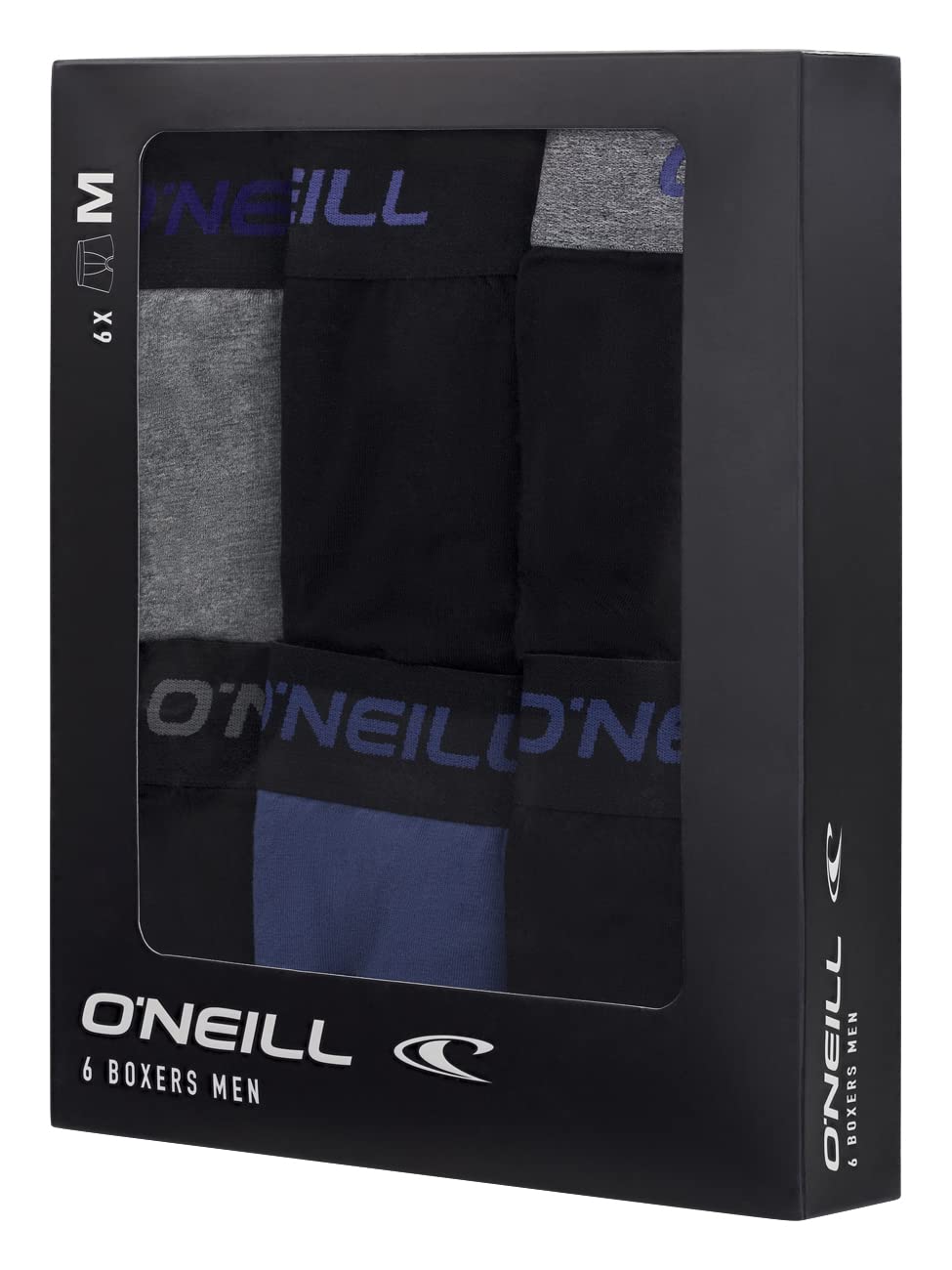 O'Neill Boxer da uomo in tinta unita Sport Boxer M L XL XXL 95% cotone uomo trunk mutandine senza intervento confezione da 6 pezzi nero rosso blu
