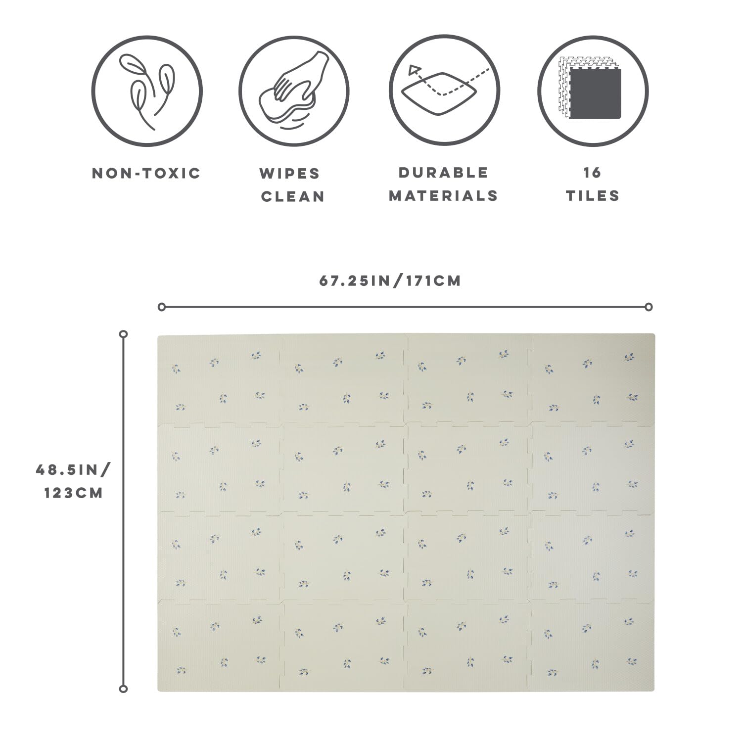 3 Sprouts Tapis de Jeu Puzzle en Mousse, Dalle Mousse Bébé, Myrtille Taupe | Dalles mousse bébé, Tapis puzzle, 180 x 120 cm, Intérieur/extérieur, Facile à nettoyer, Motricité