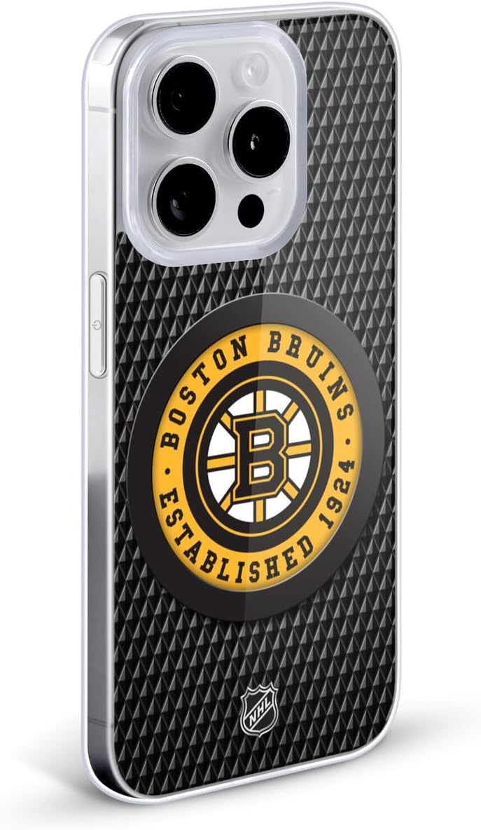 Head Case Designs Officially Licensed NHL Puck Texture Boston Bruins Gel Case [Military Grade Protection] Compatible with Apple iPhone 14