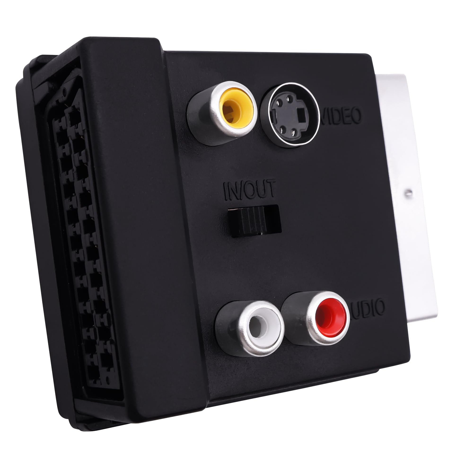 Scart Adattatore 3 RCA IN/OUT + S-Video S-VHS – Nero, Plug&Play Per Collegare Dispositivi AV A TV Moderni