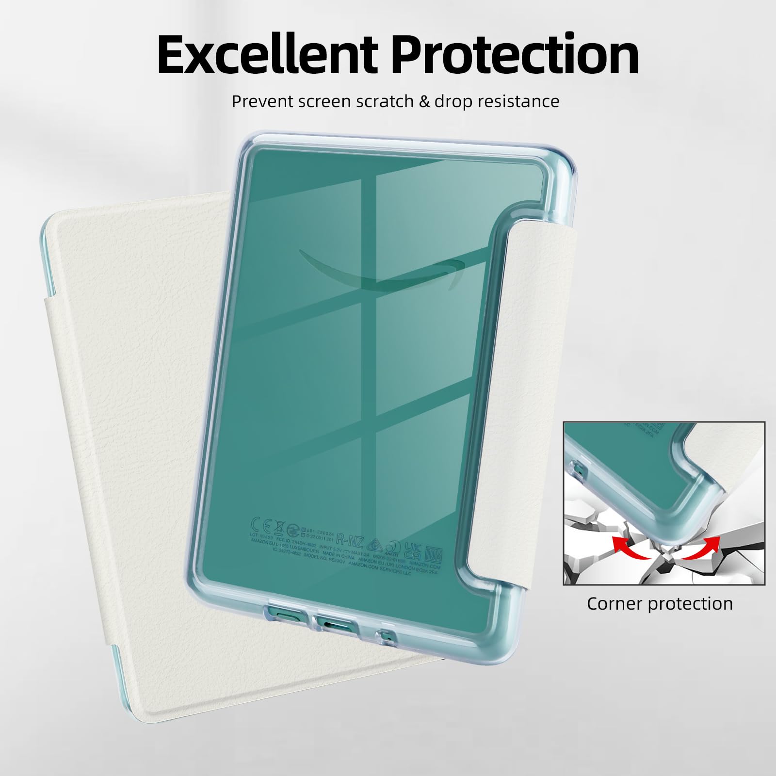 MOROCK Schutzhülle für Kindle Paperwhite mit 7 Zoll (12. Generation 2024), passend für Kindle Colorsoft Paperwhite Signature Edition, leichtes PU-Leder und PC-Rückseite aus transparentem Acryl