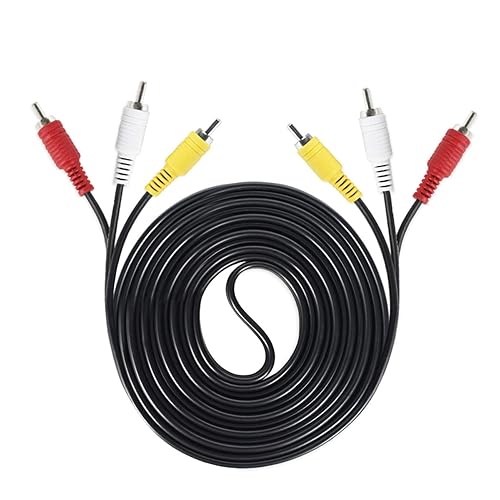 HONONJO 3 RCA Cable de audio vídeo compuesto DVDVCRSAT amarilloblancorojo conectores 3 macho a 3 macho OFC Cable