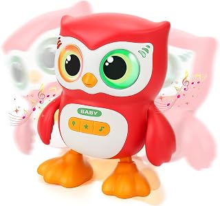 Baby Musical Toys Dancing Owl Toy with Led Light and Music,Children's Electric Interactive Owl Toy,Tummy Time Toys,Light up Toys for Birthday Halloween