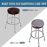 Vista 4 de Fundas para taburetes de bar de PU, paquete de 4 fundas de asiento redondas impermeables extraíbles lavables con bandas elásticas para taburetes
