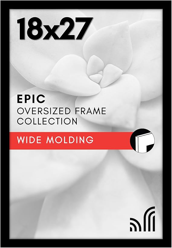 Americanflat 18x27 Poster Frame with Polished Plexiglass - Black Picture Frame - Wide Photo Frames Made of Engineered Wood for Vertical or Horizontal Wall Display - Epic Collection - Black