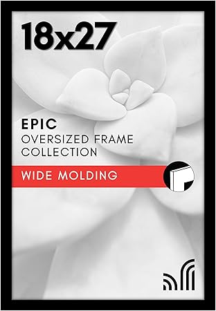 Americanflat 18x27 Poster Frame with Polished Plexiglass - Black Picture Frame - Wide Photo Frames Made of Engineered Wood for Vertical or Horizontal Wall Display - Epic Collection - Black