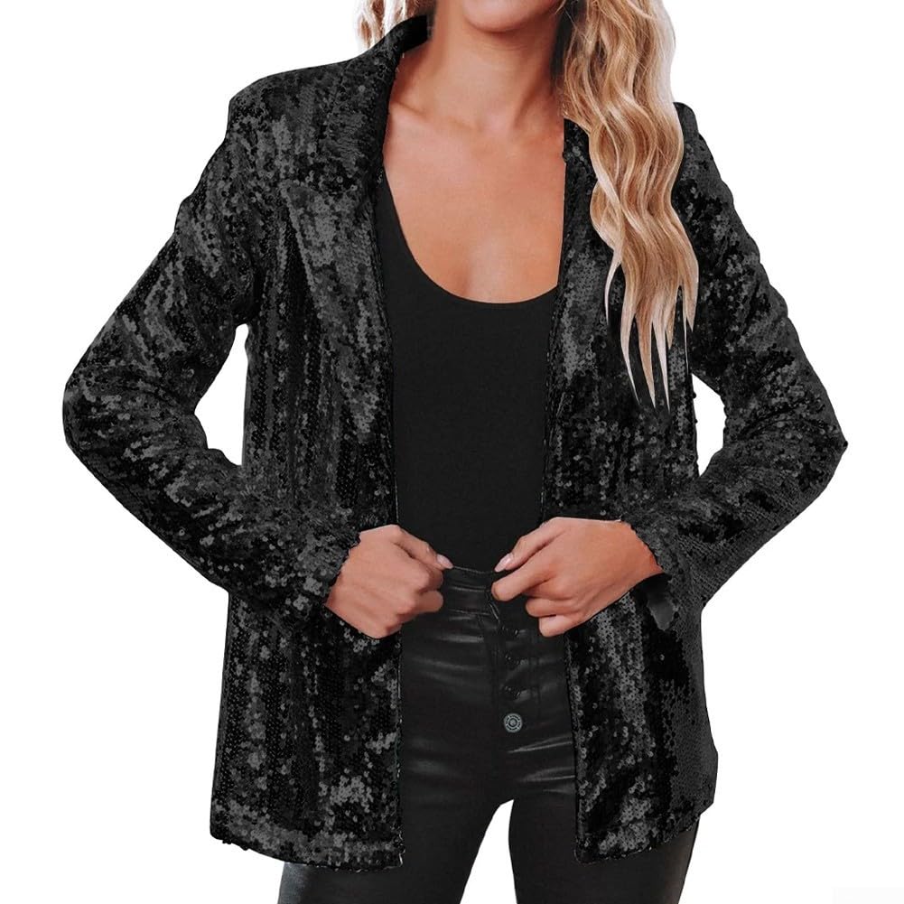 Nightclub Pailletten Blazer Damen Schimmer Glitzer Jacke Mantel Herbst Outerwear
