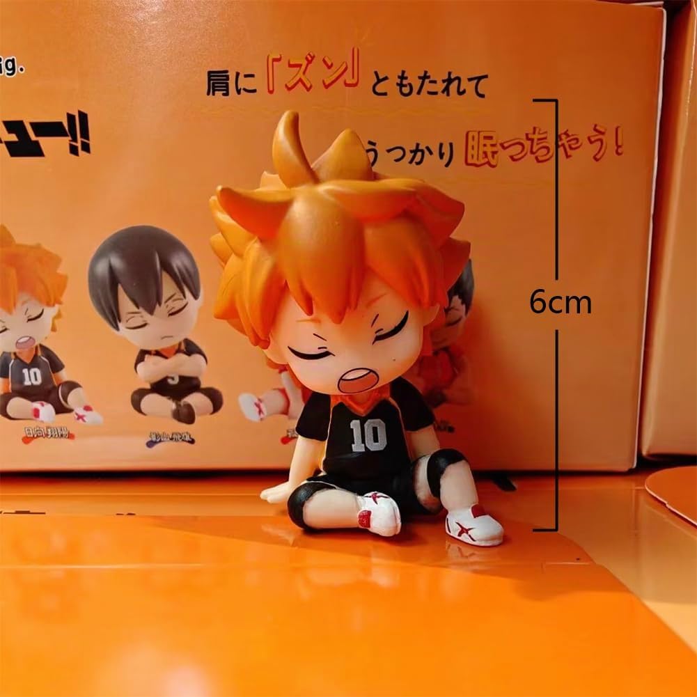 8 piezas Figuras de Tobio Kageyama y Shoyo Hinata de 6 cm en postura sentada y durmiendo, figuras de acción de Haikyuu, estatua de anime de Kuroo Tetsurou, colección de escritorio