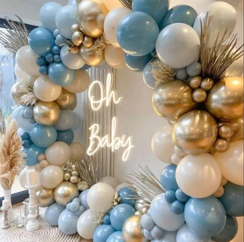 MinistryOfArchs Blue Balloon Arch Kit - 170 pcs Double Stuffed Balloon Arch, Navy Blue Garland Kit with Pump. For Baby Shower Decorations, Parties, Bridal, Engagement, Wedding, Birthday, Anniversary