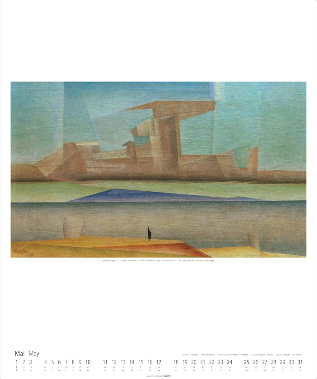 Lyonel Feininger Kalender 2026: Kubismus und Expressionismus in einem Kunstkalender im Großformat. Jahres-Wandkalender 2026, Format 46 x 55 cm.