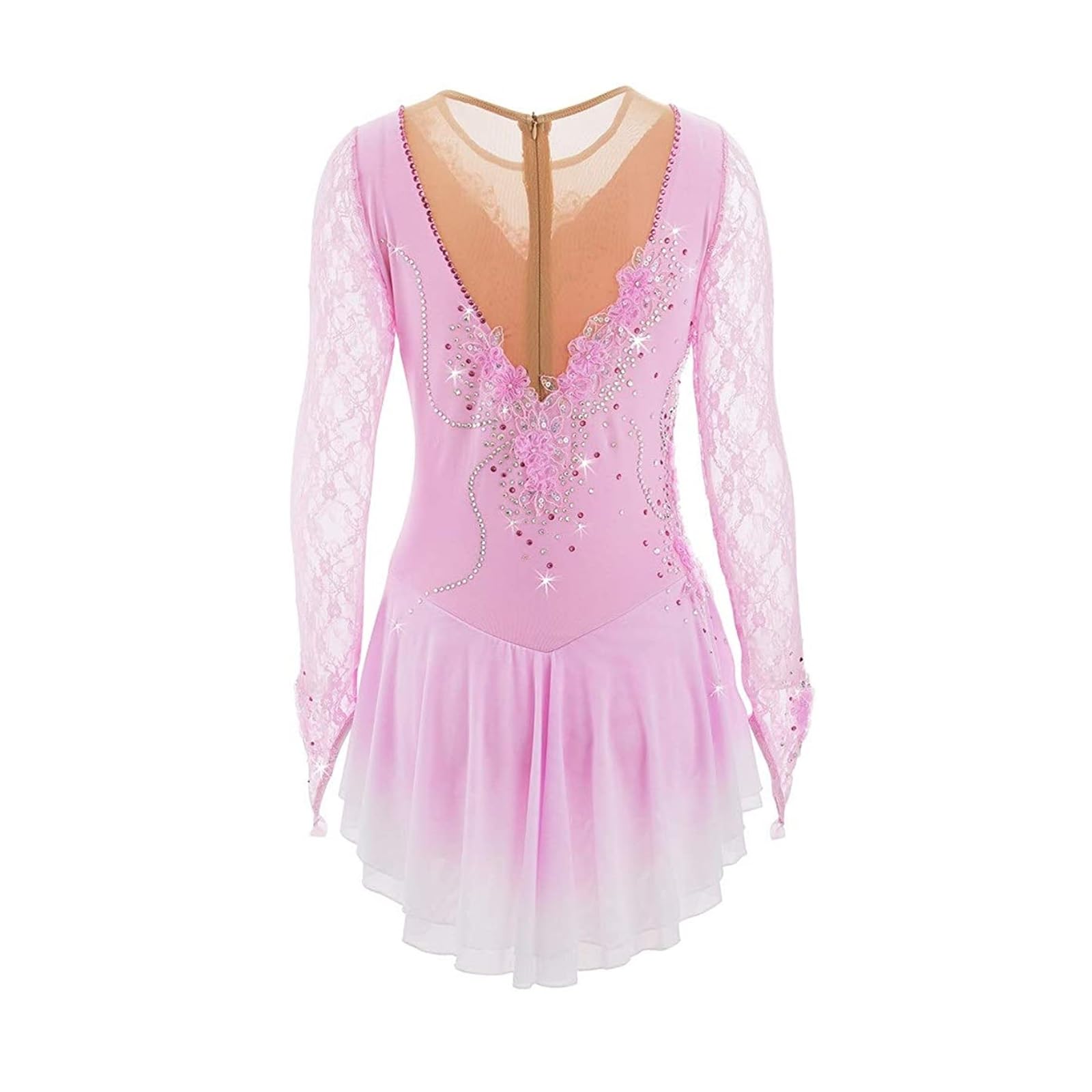 Sukienka Do Łyżwiarstwa Figurowego Z Długim Rękawem Dla Dziewczynek Cekiny Balet Dancewear Ręcznie Robione Ubrania Do Jazdy Na Łyżwach Na Zawody
