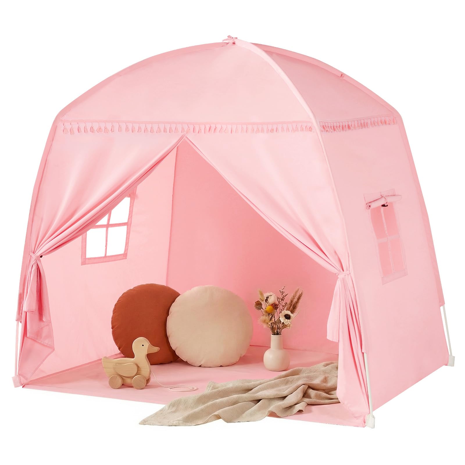 Spielzelt Kinderzelt Spielhaus Magisches Großes Burg Kinder für Drinnen und Draußen, Einfacher Aufbau in 2 Minuten, Geräumiges für Jungen und Mädchen, (Rosa)