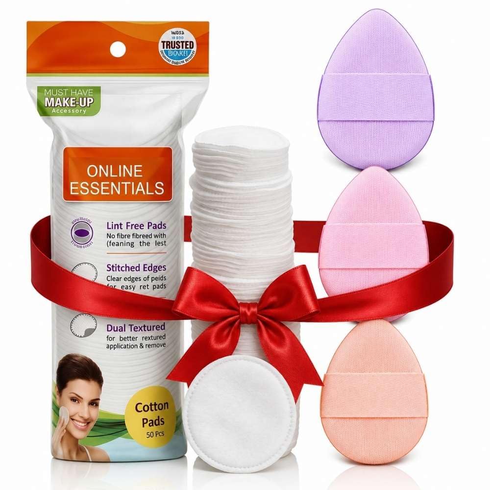 Pure Cotton Pads 50 Pcs with Mini Finger Makeup Sponge Puff Set of 3, Ultra Soft Double Sided Cosmetic Wipes for Face Cleansing, Makeup Removal, Compact Powder, Foundation & Concealer-image-14