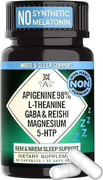 Natural Sleep Aid Support for Adults - Melatonin-Free Herbal Supplement | Reishi Mushroom, Apigenin, Magnesium Glycinate, GABA & 5-HTP