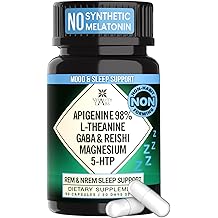 Vitality Labs Natural Sleep Aid Supplement for Adults Without Melatonin - Non-Habit Forming Herbal Sleep - GABA, L-Theanine, Reishi Mushroom, Apigenin, Magnesium Glycinate, 5-HTP - 90 Vegan Capsules