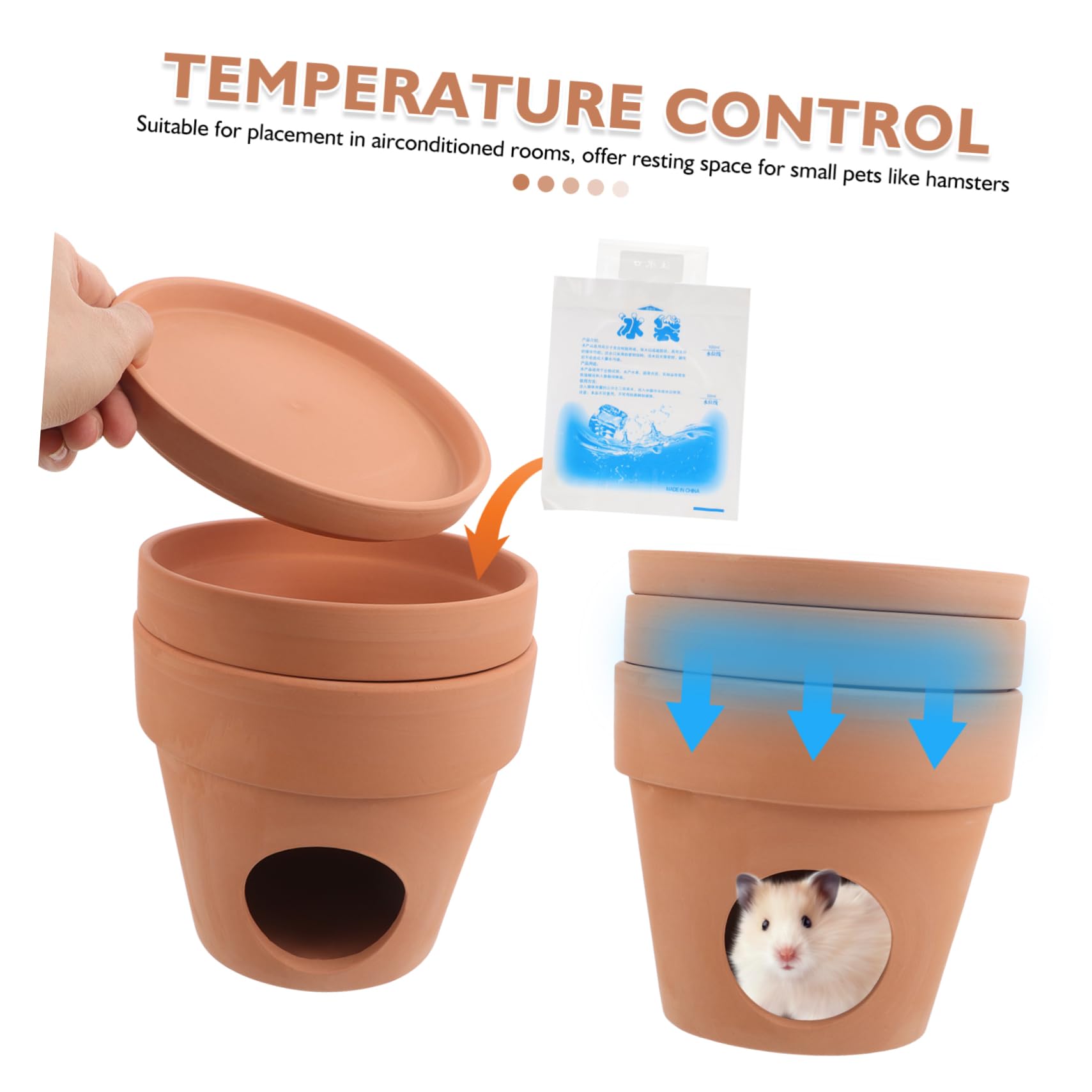 Gatuida Casa Rifugio per Criceti in Ceramica, Nido Estivo di Raffreddamento | 1 Pezzo, Uso in Stanza Climatizzata, Facile da Pulire, Atmosfera Estiva, per Piccoli Animali