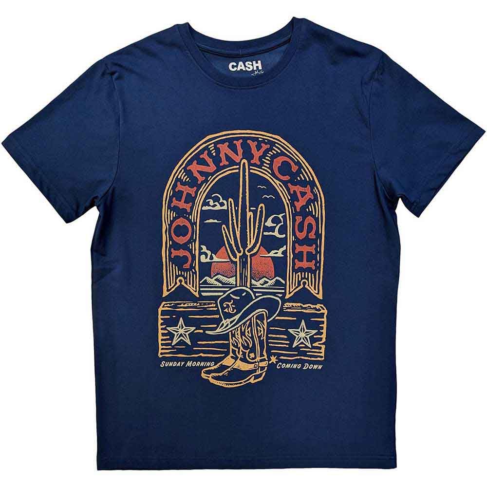Johnny Cash T Shirt Sunday Morning Official Unisex Denim Blue L