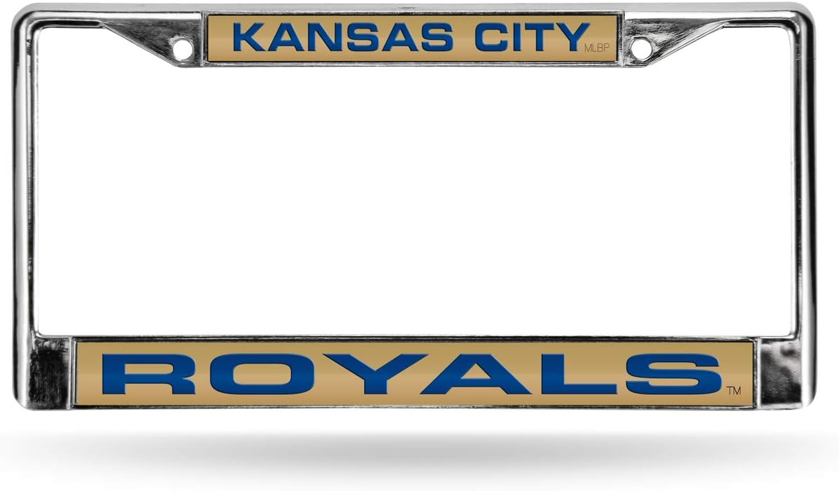 Rico Industries MLB Kansas City Royals License Plate Frame Laser Cut Chrome Tan, One Size, Team Colors