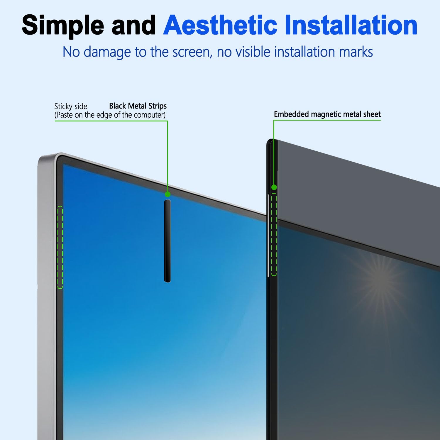 23.8 Zoll Monitor Magnetisch Blickschutzfolie 16:9 Seitenverhältnis, Anti Blaulichtfilter, Anti Glare Folie, Blickschutzfilter für 23.8" Bildschirme, Abnehmbare Sichtschutzfolie für Computermonitore