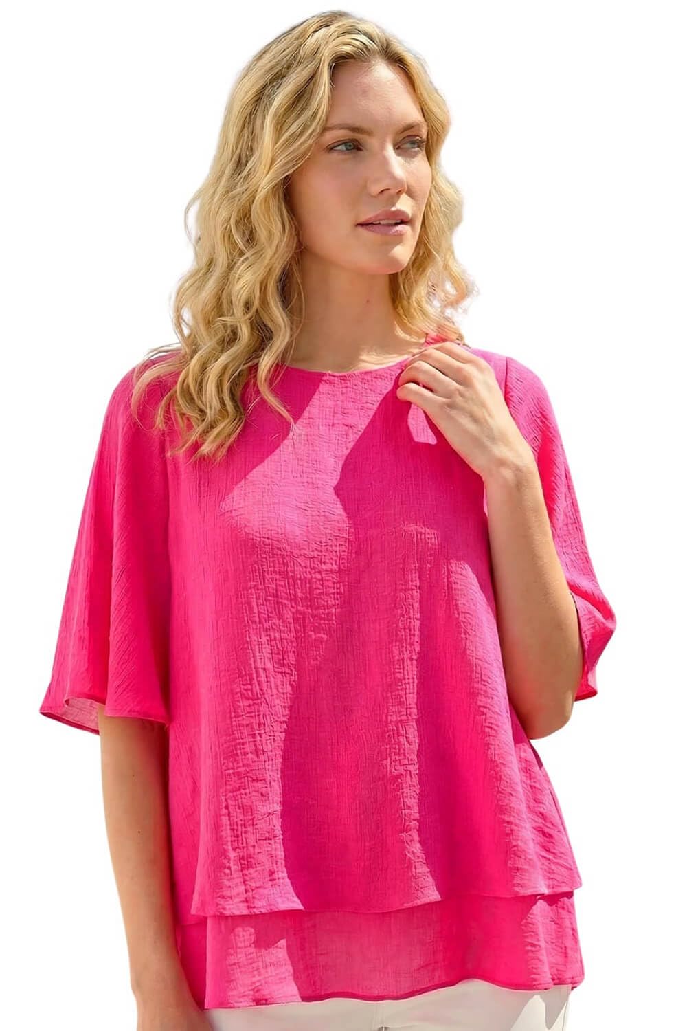 Roman  Cerise Double Layered Tunic Top Size 12