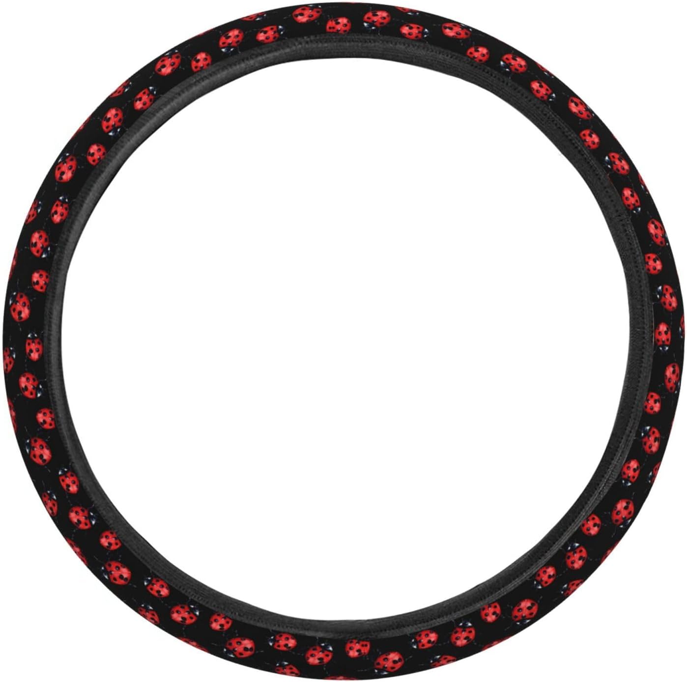 Watercolor Ladybug Art Steering Wheel Covers Anti-Slip Elasticity Car Accessories Steering Wheel Protector Universal 15 Inch for Cars SUV Vehicle Truck