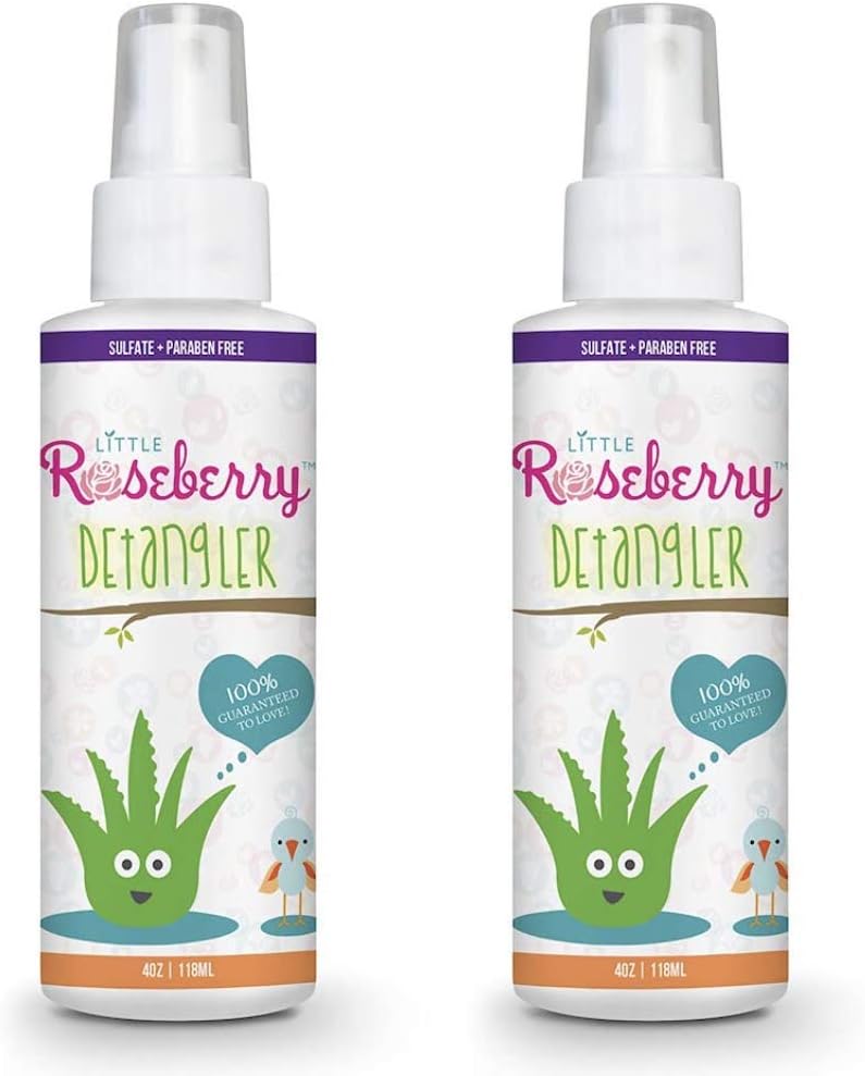 Hair Detangler Spray for Kids. Made with Organic Aloe and Natural Vitamins to Hydrate. Organic Detangler and Leave In Conditioner for Children & Adults. No Chemicals or Fragrance. USA Made. (2 Pack)