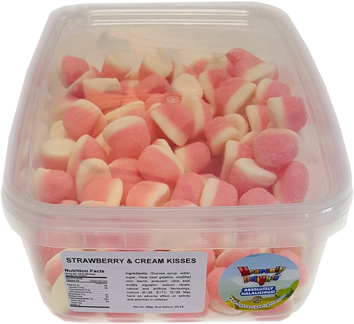 Heavenly Delights Strawberry & Cream Kisses Tub of 125 pcs *Halal HMC Certified*