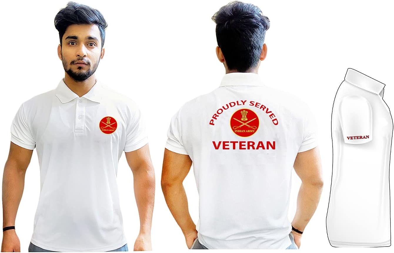 Red Club AccessoriesPolo (Collar) T-Shirts for The Veterans of Indian Army White