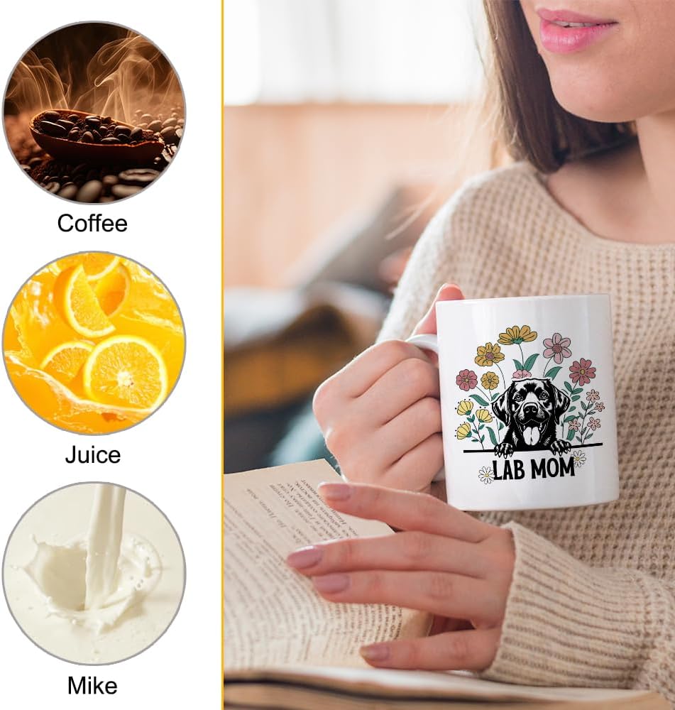 XQLZY Labrador Mom Coffee Mug, Funny Labrador Tea Cup, Labrador Mom Mug Gifts for Dogs Lovers Labradors Dog Moms, Birthday Gifts for Dog Lovers Women Dogs Mother Aunt Sister Owners - Image 3