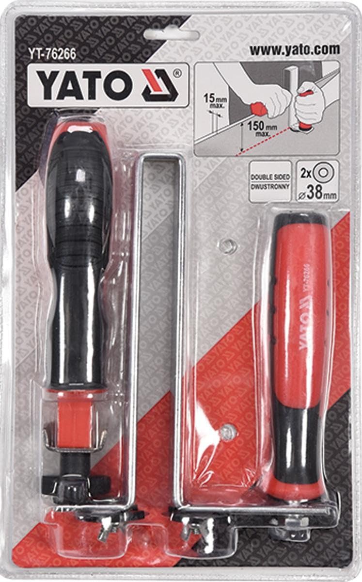 Yato YT-76266 Coupe-bande Largeur de Coupe jusqu'à Max. 15 cm, Réglable, Double poignée Rouge