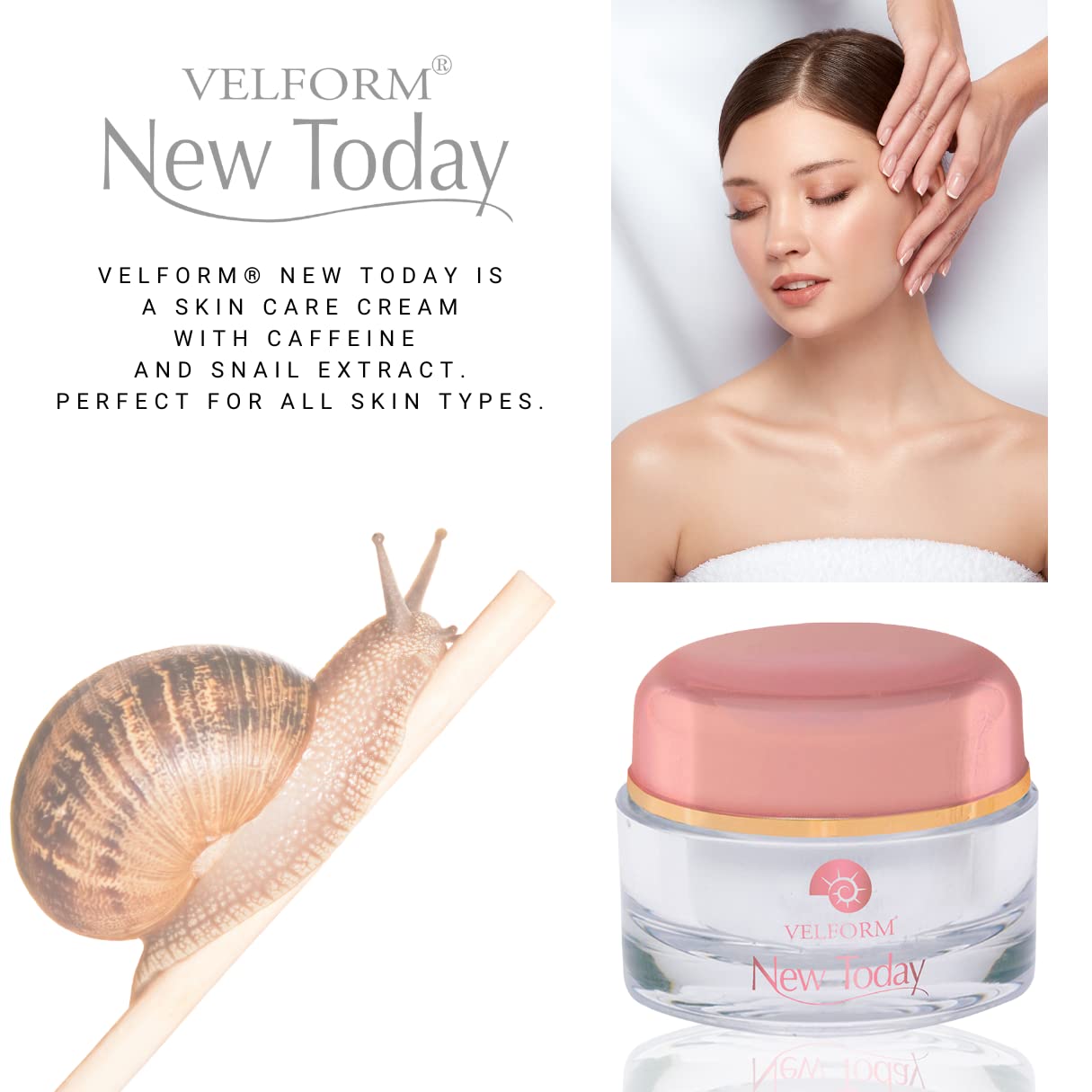 VELFORM - Crème de soin visage New Today - 50ml, Lutte contre les tâches de vieillesse et réduit les cicatrices, produit anti-âge, à base d'extrait protéique de l'escargot (Lot de 2)