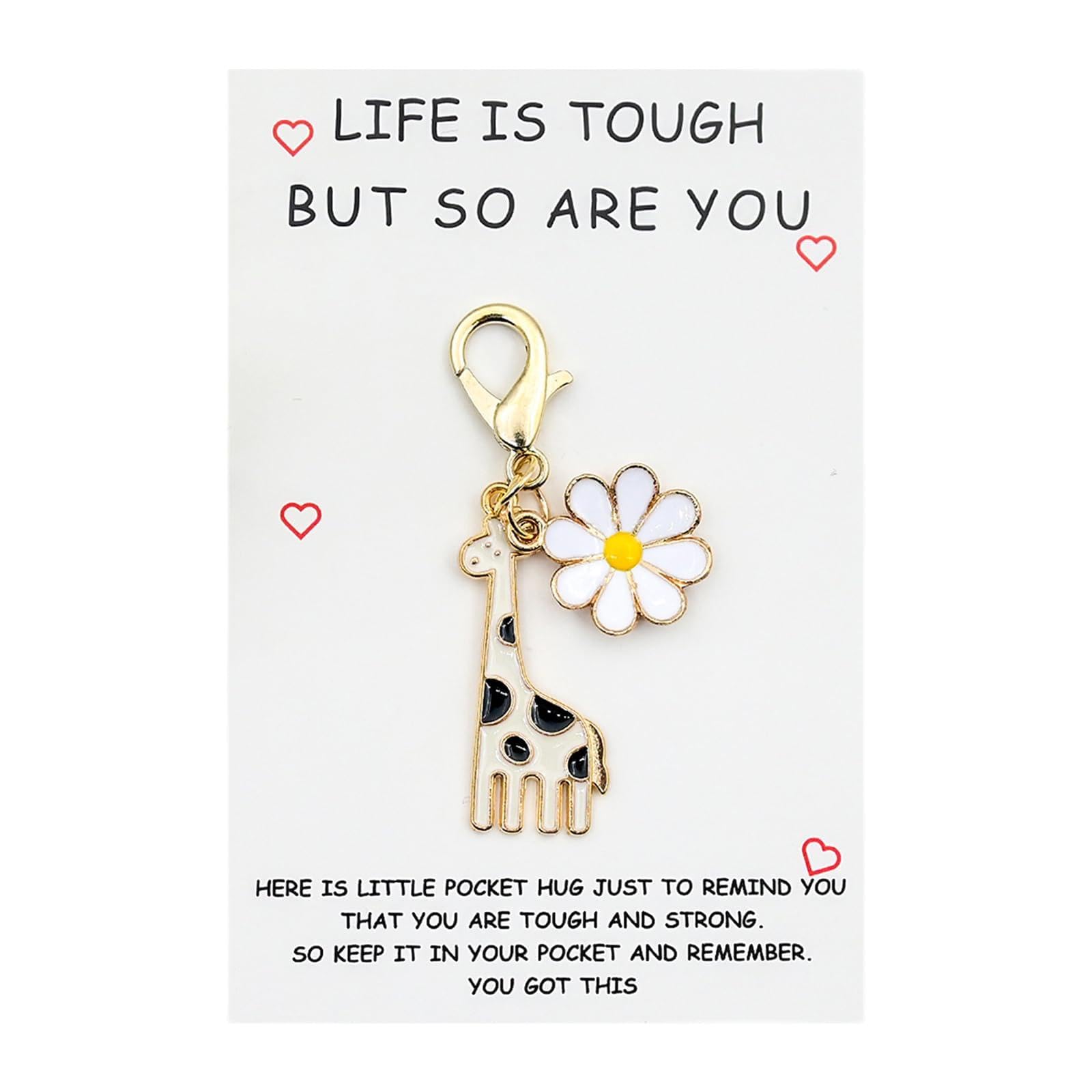 Elmsley Giraffe Keyring,Daisy Gifts with Giraffe,Life Is Tough But So Are You Gift,Giraffe-Daisy Keychain for Women,BFF,Friendship Present,Birthday Celebrating,Strength and Support (White)